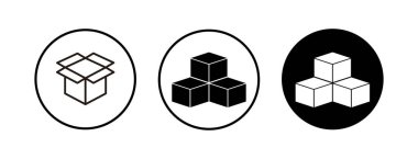 Kutu simgeleri açık. Karton kutu, ambalaj açık. Kutu simgesi vektörü