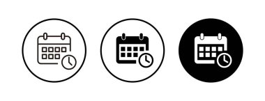 Takvim simgeleri ayarlandı. Takvim sembolü. Takvim vektör simgesi. Son teslim tarihi. Randevu. Süre