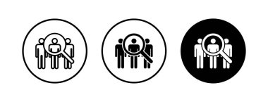 Kiralama simgeleri ayarlandı. İnsan kaynakları konsepti. Adam alımı. Arama işi boşluk simgesi. İşe al. İnsan simgesi bul