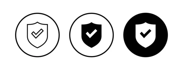 Conjunto Iconos Logotipo Marca Verificación Escudo Protección Aprueba Signo Icono — Archivo Imágenes Vectoriales