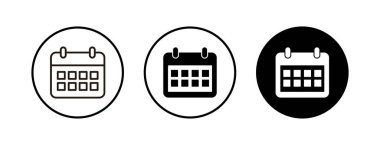 Takvim simgeleri ayarlandı. Takvim sembolü. Takvim vektör simgesi. Son teslim tarihi. Randevu. Süre