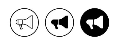 Megafon simgeleri ayarlandı. Hoparlör ikon vektörü. Cilt simgesi