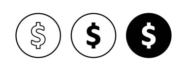 Para simgeleri ayarlandı. Para vektör simgesi. Dolar simgesi