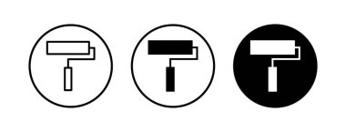 Boya simgeleri ayarlandı. Fırça vektör simgesini boya. Boya silindiri simgesi