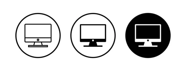 Набор Компьютерных Значков Вектор Icon Значок Монитора Компьютера Символ Плоского — стоковый вектор