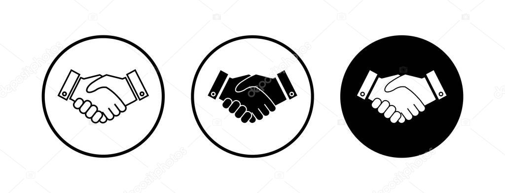 Handshake icons set. Business handshake. contract agreement. Trust icon vector. Deal. Done. partnership icon