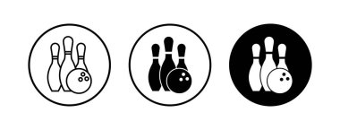 Bowling oyunu Pin Simgeleri ayarlandı. Bowling ikonu, top ve iğne