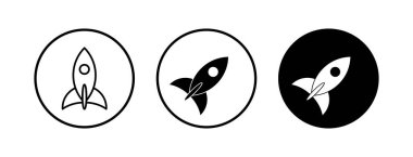 Roket vektör simgeleri ayarlandı. Kavram Simgesini Başlat. Başlangıç simgesi