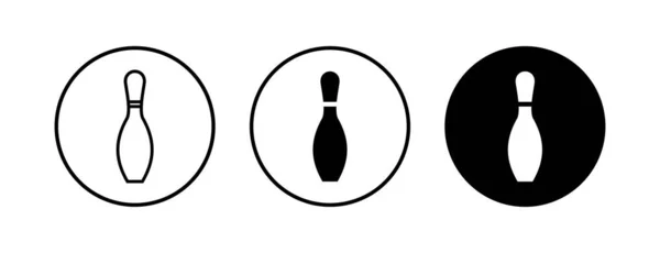 Боулинг Игры Pin Icons Набор Значок Боулинга Мяч Кегли — стоковый вектор