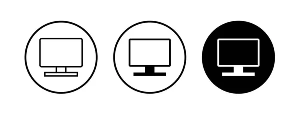 Ensemble Icônes Informatiques Vecteur Icône Icône Moniteur Ordinateur Symbole Plat — Image vectorielle