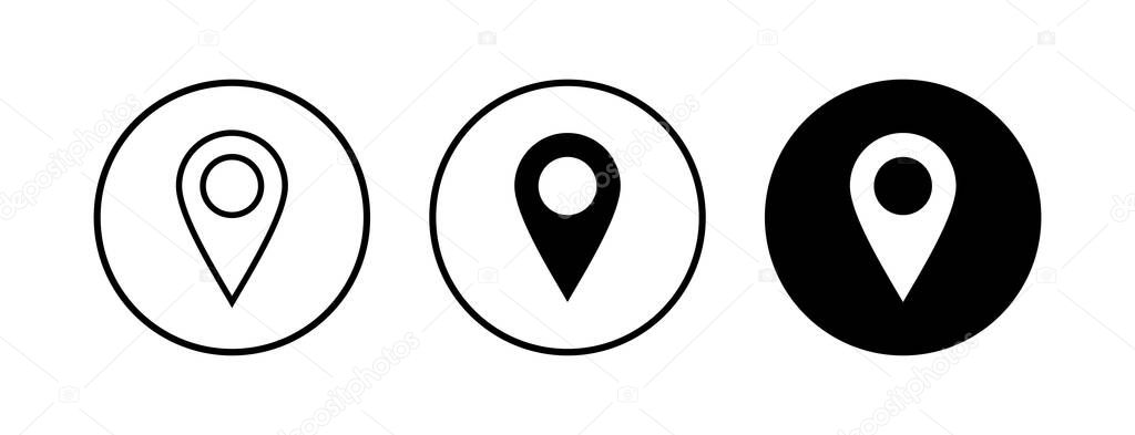 Pin icons set. Location icon. Map pointer icon. Point. Locator. Address