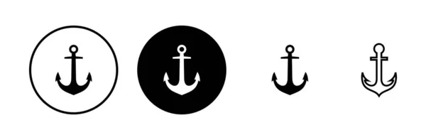 Kotevní Ikony Nastaveny Logo Kotevního Symbolu Ikona Kotvení Moře — Stockový vektor