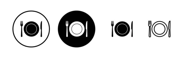 Ensemble Icônes Restaurant Fourchette Cuillère Icône Couteau Icône Nourriture Mangez — Image vectorielle