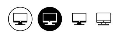 Bilgisayar simgeleri ayarlandı. PC Simge vektörü. Bilgisayar monitörü simgesi. Düz PC sembolü