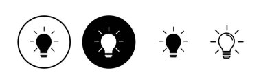 Lamba simgeleri ayarlandı. Ampul simgesi vektörü. Fikir vektör simgesi