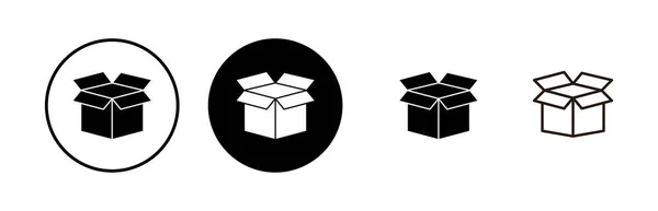 Набор Значков Открытого Ящика Картонная Коробка Открытая Упаковка Вектор Значка — стоковый вектор