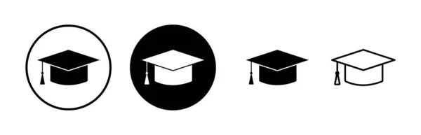 Education Icons Set Vector Graduation Cap Icon Graduate Students Cap — Stock Vector