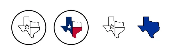 Texas Carte Icônes Ensemble Texas Icône Carte Texas Symbole — Image vectorielle