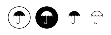 Şemsiye simgeleri ayarlandı. Şemsiye vektör simgesi