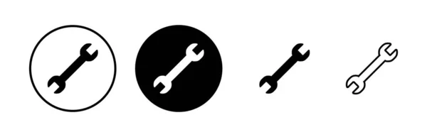 Juego Iconos Llave Inglesa Icono Vector Llave Inglesa Spanner Símbolo — Archivo Imágenes Vectoriales