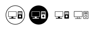 Bilgisayar simgeleri ayarlandı. PC Simge vektörü. Bilgisayar monitörü simgesi. Düz PC sembolü