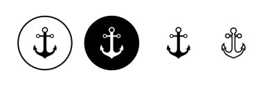 Çapa simgeleri ayarlandı. Çapa sembolü logosu. Çapa deniz simgesi.