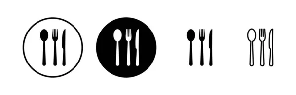 Ikony Restauracji Widelec Łyżka Nóż Ikona Ikona Jedzenia Jedz — Wektor stockowy