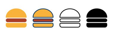 Hamburger ikonu vektörü beyaz arkaplanda izole edildi. Hamburger ve hamburger ikonu. Fast food vektör simgesi