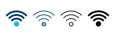 WIFI Simge vektörü beyaz arkaplanda izole edildi. Sinyal vektör simgesi. Kablosuz ve kablosuz ağ simgesi veya uzak internet erişimi için imza