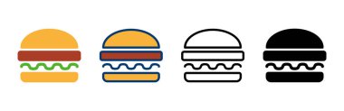 Hamburger ikonu vektörü beyaz arkaplanda izole edildi. Hamburger ve hamburger ikonu. Fast food vektör simgesi