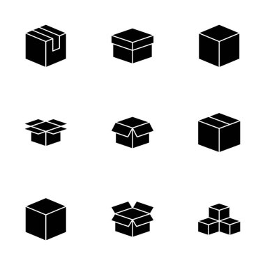 Kutu simgesi vektörü beyaz arkaplanda izole edildi. Karton kutu, ambalaj açık. Kutu vektörü simgesi