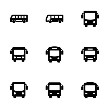 Otobüs simgesi vektörü beyaz arkaplanda izole edildi. Siyah yol vektör simgesi