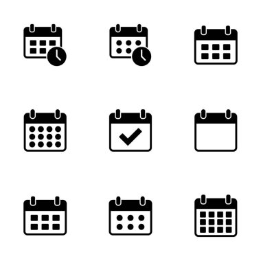 Takvim simgesi vektörü beyaz arkaplanda izole edildi. Takvim sembolü. Takvim vektör simgesi. Son teslim tarihi. Randevu. Süre