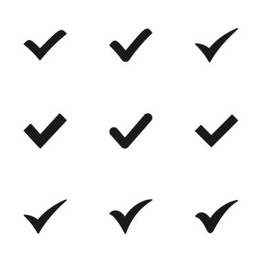 Beyaz arkaplanda izole edilmiş simge vektörünü kontrol et. İşaret simgesini işaretle. Kontrol listesi simgesi. Tik tak