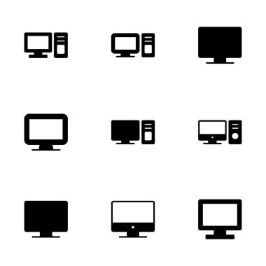 Beyaz arkaplanda bilgisayar simgesi vektörü izole edildi. PC Simge vektörü. Bilgisayar monitörü simgesi. Düz PC sembolü