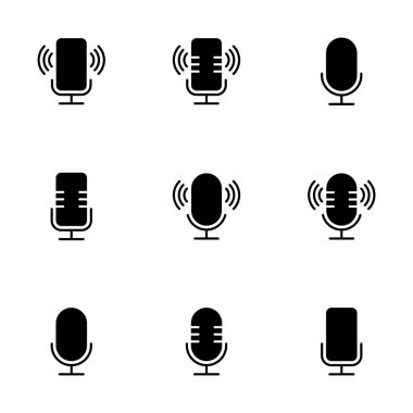 Beyaz arkaplanda izole edilmiş mikrofon simgesi vektörü. Mikrofon işareti. Karaoke mikrofon ikonu. Yayın mikrofonu işareti