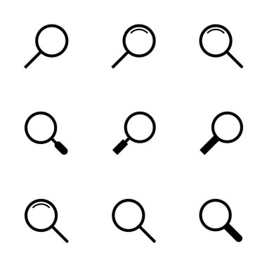 Beyaz arkaplanda izole edilmiş bir simge vektörü ara. Cam vektör simgesi. Büyüteç simgesini ara. Bul