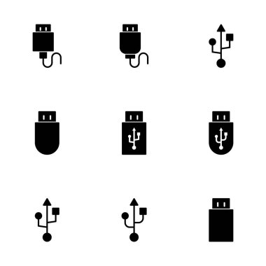 Beyaz arkaplanda izole edilmiş Usb simgesi vektörü. Flash disk simgesi vektörü