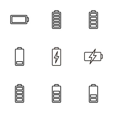 Batarya ikonu vektörü beyaz arkaplanda izole edildi. Batarya vektör simgesi. Şarj seviyesi. pil yükleme simgesi