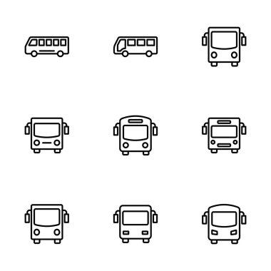 Otobüs simgesi vektörü beyaz arkaplanda izole edildi. Siyah yol vektör simgesi