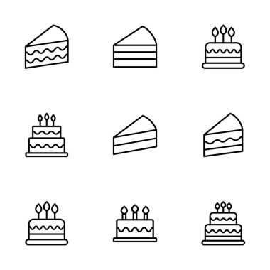 Kek simgesi vektörü beyaz arkaplanda izole edildi. Kek vektörü. Doğum günü pastası simgesi