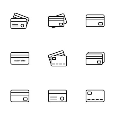 Kredi kartı simgesi vektörü beyaz arkaplanda izole edildi. Kredi kartı ödeme simgesi vektörü
