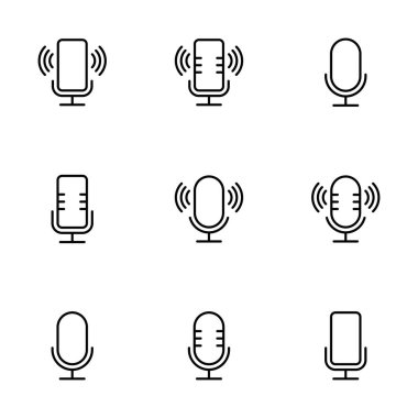 Beyaz arkaplanda izole edilmiş mikrofon simgesi vektörü. Mikrofon işareti. Karaoke mikrofon ikonu. Yayın mikrofonu işareti