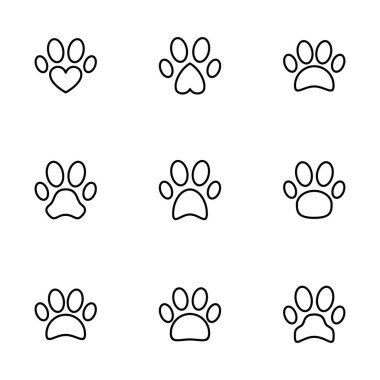 Pençe simgesi vektörü beyaz arkaplanda izole edildi. Paw Yazdırma simgesi