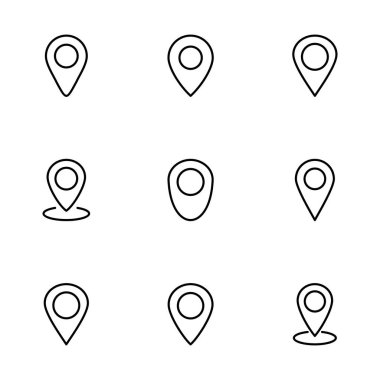 Pin simgesi vektörü beyaz arkaplanda izole edildi. Konum simgesi. Harita işaretleyici simgesi. Nokta. Yer bulucu. Adres