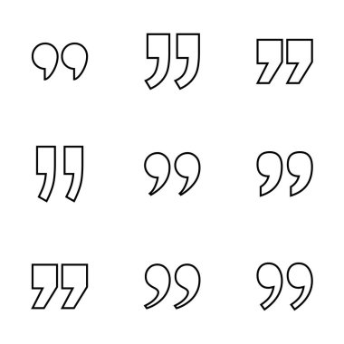 Beyaz arkaplanda izole edilmiş simge vektörü. Alıntı işareti simgesi. Tırnak işareti sembolü.
