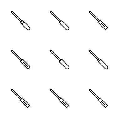 Beyaz arkaplanda izole edilmiş tornavida simgesi vektörü. Tornavida vektör simgesi