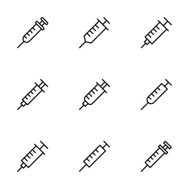 Şırınga ikonu vektörü beyaz arkaplanda izole edildi. enjeksiyon simgesi