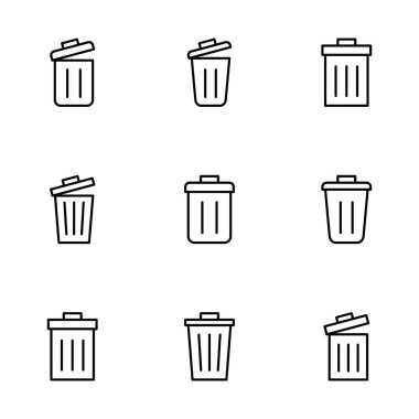 Çöp simgesi vektörü beyaz arkaplanda izole edildi. Çöp kutusu simgesi. Simge vektörünü sil