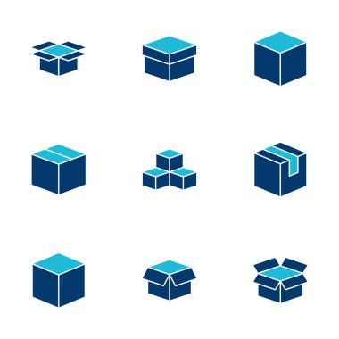 Kutu simgesi vektörü beyaz arkaplanda izole edildi. Karton kutu, ambalaj açık. Kutu vektörü simgesi